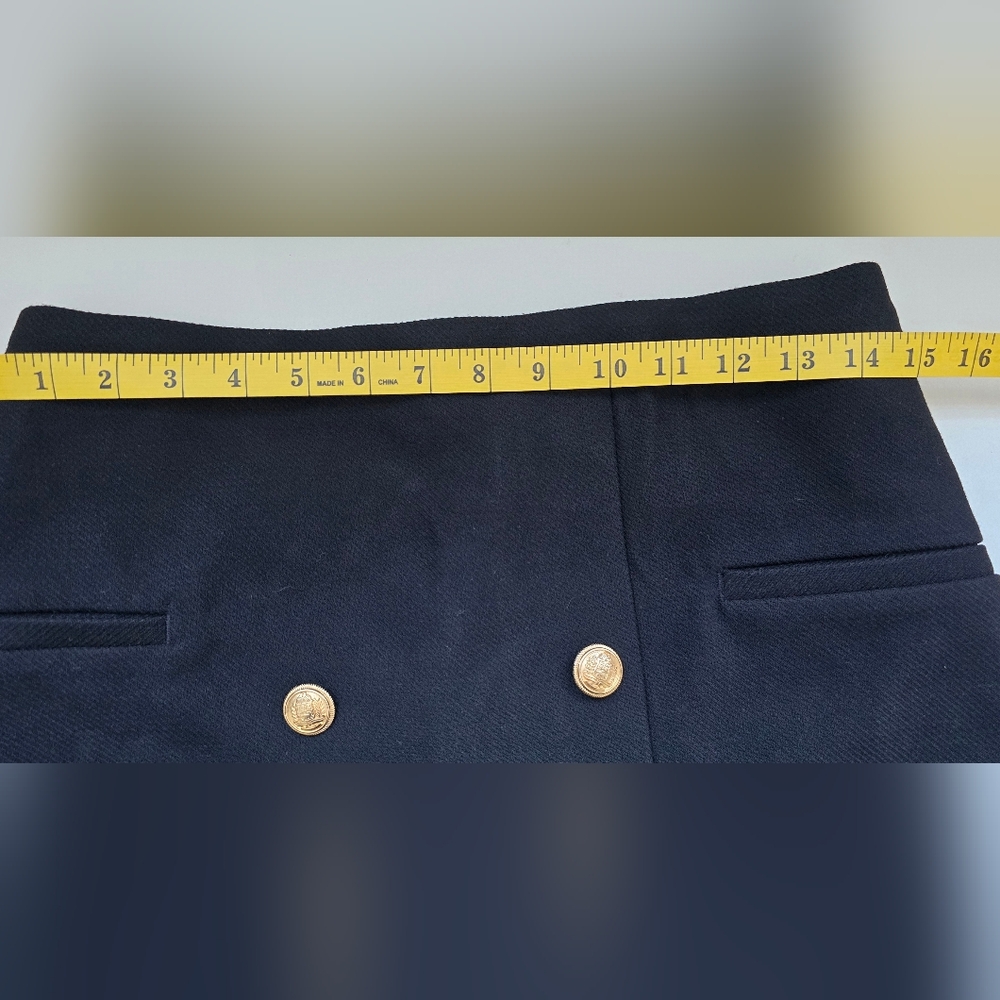 H&M Black Mini Skirt with Gold Buttons Size 8 - Picture 3 of 5
